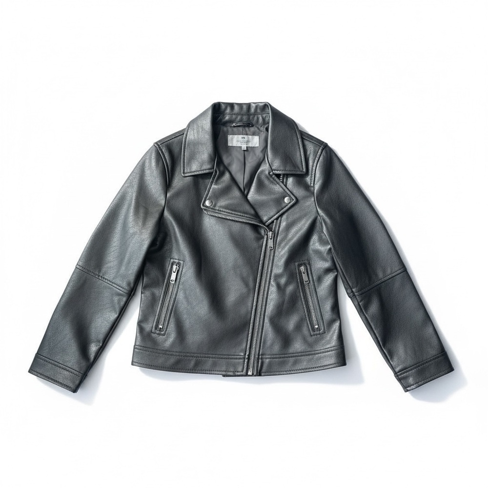 H&M Kids Grey Faux Leather Biker Jacket - Picture 2 of 5